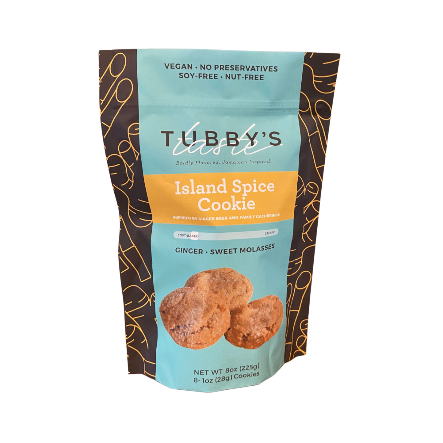 Tubby's Taste cookie bag labeled island spice on a white background.