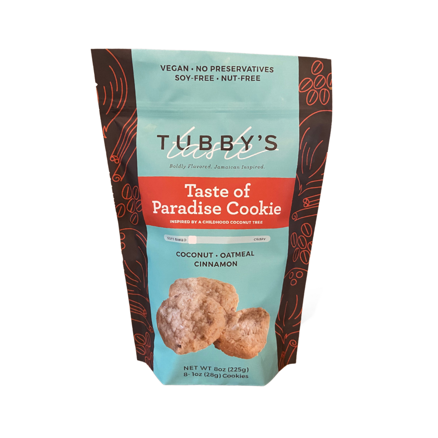 A Tubby's Taste Taste of Paradise Cookie Bag on a White Background