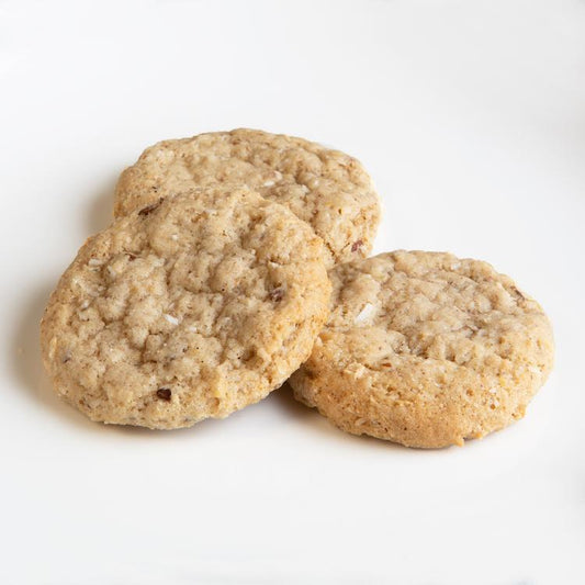 Three Taste of Paradise Cookies on a white background